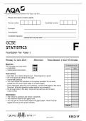 AQA GCSE STATISTICS Foundation Tier Paper 1 QP 2023