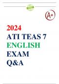 NEW FILE UPDATE: ATI TEAS 7 English and Language Usage Exam Questions & Answers Latest 2024
