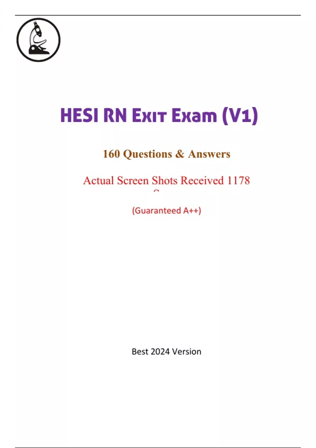 HESI RN Exit Exam (V1) 160 Questions & Answers (Guaranteed A+