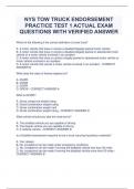 NYS TOW TRUCK ENDORSEMENT  PRACTICE TEST 1 ACTUAL EXAM  QUESTIONS WITH VERIFIED ANSWER