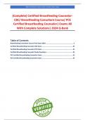 (Complete) Certified Breastfeeding Counselor-CBC/ Breastfeeding Consultant Course/ PCE Certified Breastfeeding Counselor| Exams All With Complete Solutions| 2024 Q-Bank