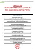 Test Bank| Certified Breastfeeding Counselor- CBC & CLC- Certified Lactation Counselor/ Consultant Exams Questions With Correct Verified Answers