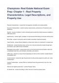 Champions- Real Estate National Exam Prep- Chapter 1 - Real Property Characteristics, Legal Descriptions, and Property Use