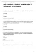 Intro to Molecular Cell Biology Test Bank Chapter 3 Questions and Correct Answers