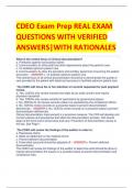 CDEO Exam Prep REAL EXAM QUESTIONS WITH VERIFIED ANSWERS|WITH RATIONALES