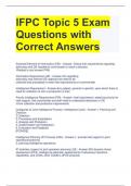 IFPC Topic 5 Exam Questions with Correct Answers