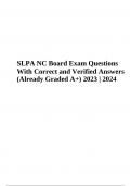 SLPA NC Board Exam Questions With 100% Correct and Verified Answers (Graded A+)  Latest 2024