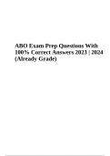 ABO Exam Prep Questions With 100% Correct Answers Latest 2024 (Graded A+)