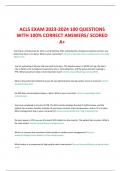 ACLS EXAM 2023-2024 100 QUESTIONS WITH 100% CORRECT ANSWERS/ SCORED A+
