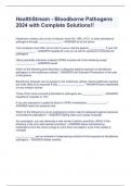 HealthStream - Bloodborne Pathogens 2024 with Complete Solutions!!Healthcare workers are at risk of infection from HIV, HBV, HCV, or other bloodborne pathogens through ________________ - ANSWER-all of the above