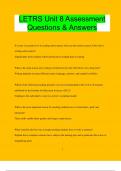 LETRS Unit 8 Assessment Questions and  Answers