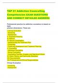 TAP 21 Addiction Councelling  Competencies EXAM QUESTIONS  AND CORRECT DETAILED ANSWERS