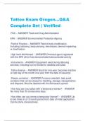 Tattoo Exam Oregon…Q&A  Complete Set | Verified