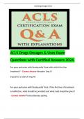 ACLS Drugs Dosages & Uses Exam Questions with Certified Answers 2024.