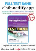 Test Bank - Essentials of Nursing Research, 10th Edition (Polit, 2022), Chapter 1-18 | All Chapters