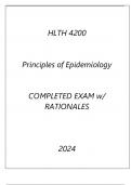 HLTH 4200 PRINCIPLES OF EPIDEMIOLOGY COMPLETED EHLTH 4200 PRINCIPLES OF EPIDEMIOLOGY COMPLETED EXAM WITH RATIONALES 2024.XAM WITH RATIONALES 2024.