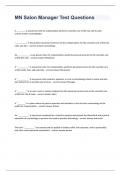 MN Salon Manager Test Questions and answers rated A+ 2023/2024