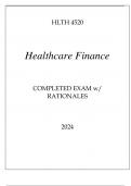 HLTH 4520 HEALTHCARE FINANCE COMPLETED EXAM WITH RATIONALES 2024