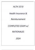 HLTH 3510 HEALTH INSURANCE & REIMBURSEMENT COMPLETED EXAM