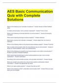 AES Basic Communication Quiz with Complete Solutions 