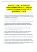 Mastery Exam, Car Sales Test  Colorado Questions with Complete  Solutions| Verified Quality (Set of  questions 1,2 and 3) 