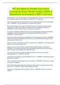 NY Accident & Health Insurance Licensing Exam Study Guide (2024) || Questions & Answers (100% Correct)
