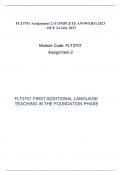 FLT3701 Assignment 2 (COMPLETE ANSWERS) 2023 - DUE 24 July 2023 Module Code: FLT3701 Assignment 2 FLT3701 FIRST ADDITIONAL LANGUAGE TEACHING IN THE FOUNDATION PHASE Question 1 1.1) I agree, using decoding works step by step. It does not automatically resu