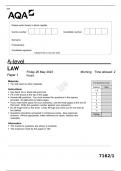 AQA A level LAW Paper 1 Question paper June 2023- 7162/1 