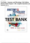 Test Bank for Anatomy and Physiology 11th Edition by Kevin Patton, Isbn no; , all 48 Chapters Covered, Complete Questions and Answers 