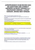 JURISPRUDENCE EXAM REVIEW 2024 400 QUESTIONS AND CORRECT ANSWERS (ALREADY GRADED A+) | PROFESSOR VERIFIED | LATEST VERSION | BRAND NEW VERSION