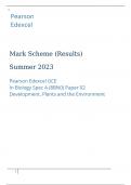 Pearson Edexcel GCE In Biology Spec A (8BN0) Paper 02 Development, Plants and the Environment  Mark Scheme (Results) Summer 2023