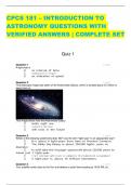 CPCS 181 – INTRODUCTION TO ASTRONOMY QUESTIONS WITH VERIFIED ANSWERS | COMPLETE SET