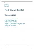 Pearson Edexcel GCE In Chemistry (9CH0) Paper 01: Advanced Inorganic and Physical Chemistry  Mark Scheme (Results) Summer 2023