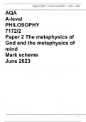 AQA A-level PHILOSOPHY 7172/2 Paper 2 The metaphysics of God and the metaphysics of mind Mark scheme June 2023 