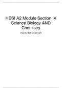 HESI A2 Module Section IV Science Biology AND Chemistry Updated Solutions 2024