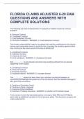 FLORIDA CLAIMS ADJUSTER 6-20 EAM QUESTIONS AND ANSWERS WITH COMPLETE SOLUTIONS