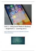 2025 Unit 3 Using Social Media in Business - Assignment 1 (Learning aim A at Distinction level) (ALL YOU NEED TO GET A DISTINCTION)