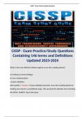 CISSP - Exam Practice/Study Questions Containing 146 terms and Definitions Updated 2023-2024. Terms like;  What is the most effective defense against cross-site scripting attacks?  a) Limiting account privileges  b) User Authentication c) Input validation