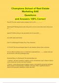 Champions School of Real Estate  Marketing SAE Questions and Answers 100% Correct