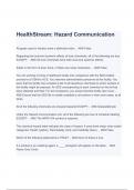 HealthStream: Hazard Communication Test Questions and Answers Latest Update (A+ GRADED 100% VERIFIED)