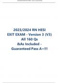RN HESI EXIT EXAM - Version 3 (V3) All 160 Qs As Included - Guaranteed Pass A+
