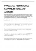 EVALUATED HESI PRACTICE EXAM QUESTIONS AND ANSWERS 