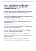 Texes AAFCS Family and Consumer Science 200 Correct Questions & Answers(GRADED A+)