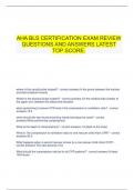  AHA BLS CERTIFICATION EXAM REVIEW QUESTIONS AND ANSWERS LATEST TOP SCORE.