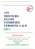 ATI Med Surg Exams Combined Versions A and B Questions and Answers |Complete Guide A+