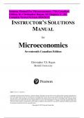 Solution Manual For Microeconomics, 17th Canadian  Edition, By Christopher Ragan, All Chapters 1 - 20,  Complete Newest Version 2024/2025 
