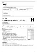 AQA GCSE COMBINED SCIENCE: TRILOGY Higher Tier Biology Paper 1H JUNE 2023 QUESTION PAPER