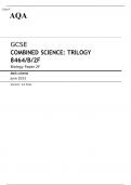 AQA GCSE COMBINED SCIENCE: TRILOGY Foundation Tier Biology Paper 2F JUNE 2023 MARK SCHEME