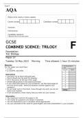AQA GCSE COMBINED SCIENCE: TRILOGY Foundation Tier Biology Paper 1F JUNE 2023 QUESTION PAPER