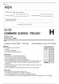 AQA GCSE COMBINED SCIENCE: TRILOGY Higher Tier Chemistry Paper 2H JUNE 2023 QUESTION PAPER